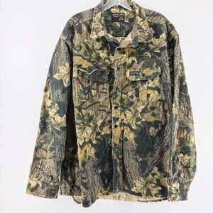 Vintage Rattlers Brand Camo Shirt Men XL Fleece Button Down Shacket USA Hunting